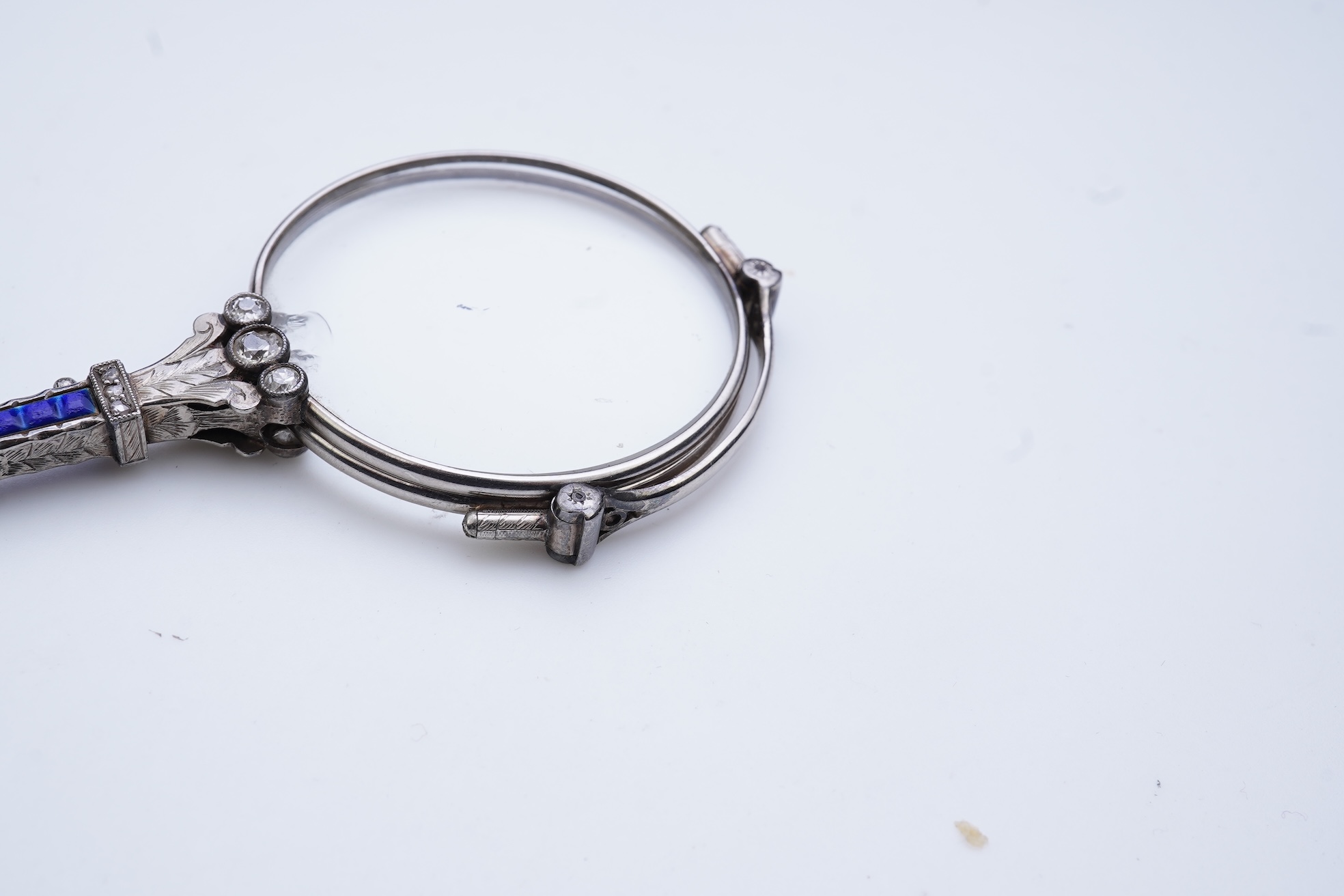 CW Dixey & Son, a diamond and enamel lorgnette, early 20th century